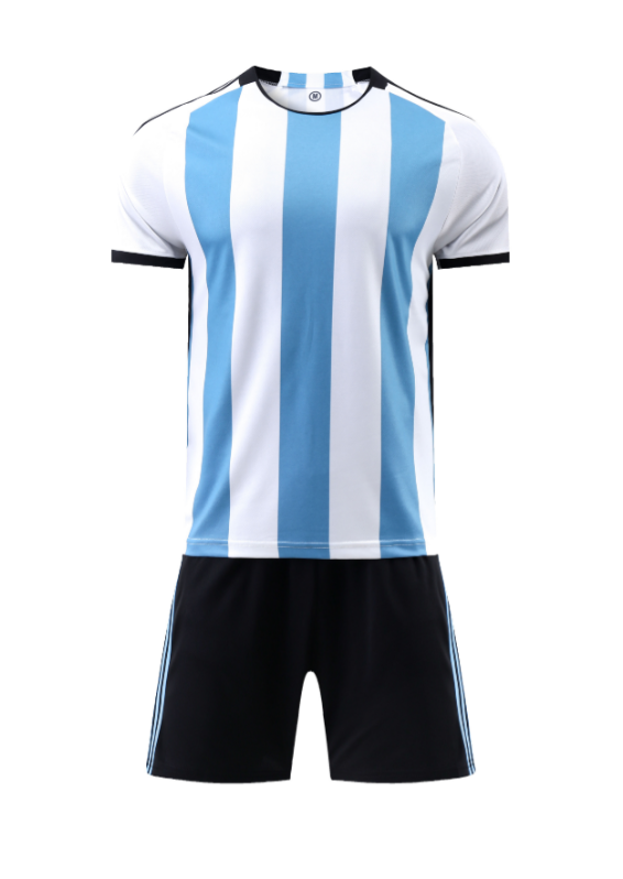 Custom Light Blue and White Striped Football Uniform - Sizes S to 3XL