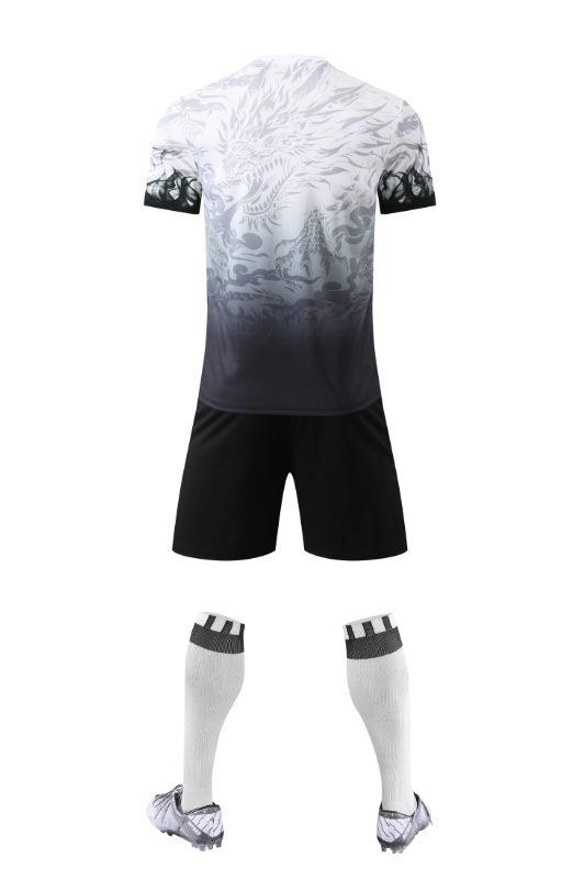 Custon White and Black Dragon Football Uniform - Sizes S to 3XL