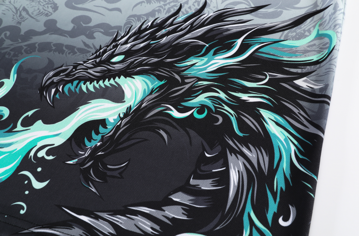 Custon White and Black Dragon Football Uniform - Sizes S to 3XL