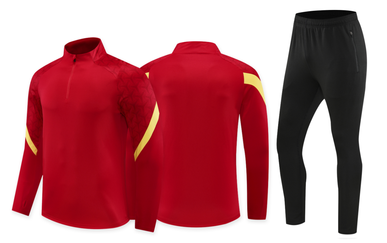 Custom Red/Yellow & Black Quarter Zip Set - Sizes S to 3XL