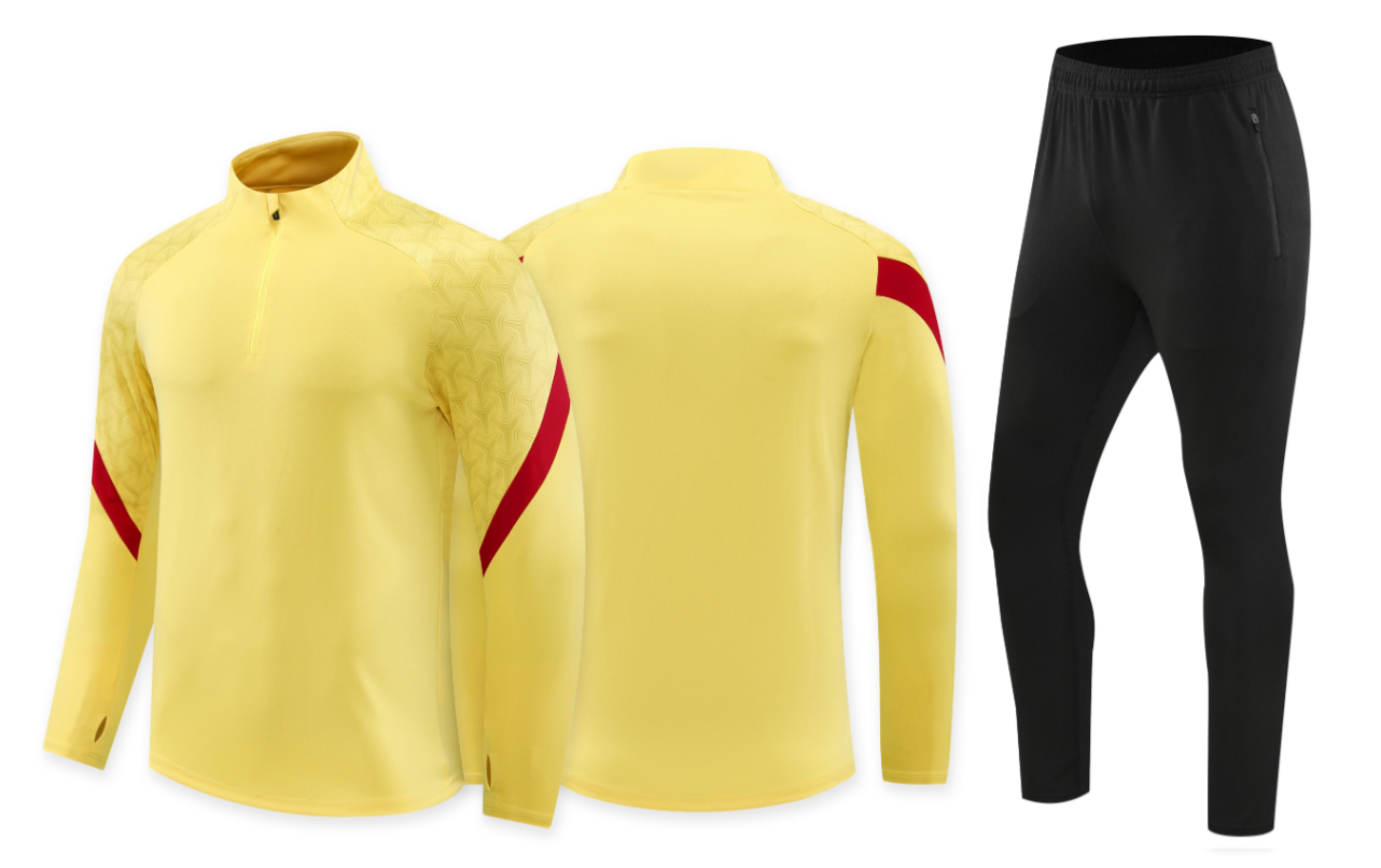 Custom Yellow/Red & Black Quarter Zip Set - Sizes S to 3XL