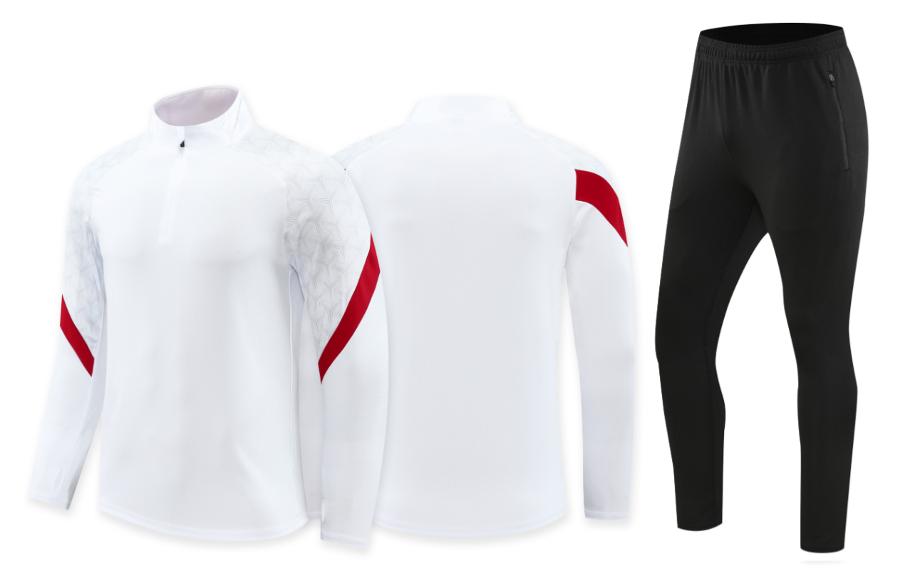 Custom White/Red & Black Quarter Zip Set - Sizes S to 3XL