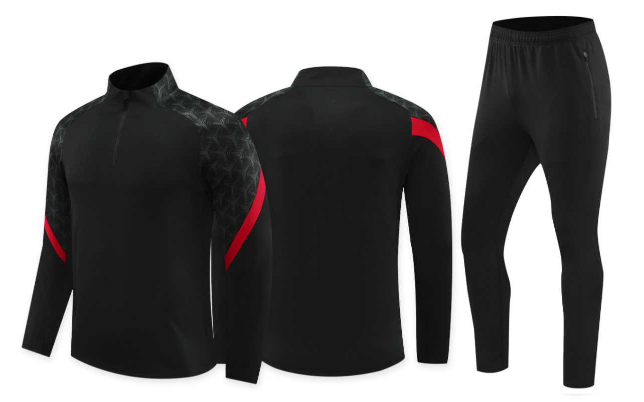 Custom Black & Red Quarter Zip Set - Sizes S to 3XL