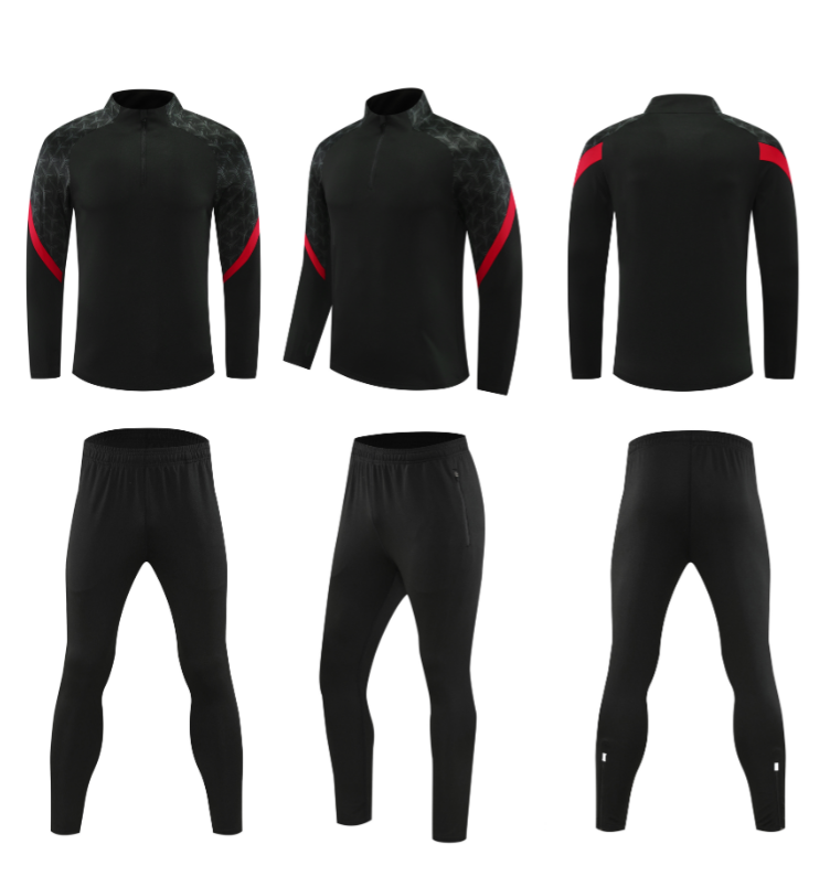 Custom Black & Red Quarter Zip Set - Sizes S to 3XL
