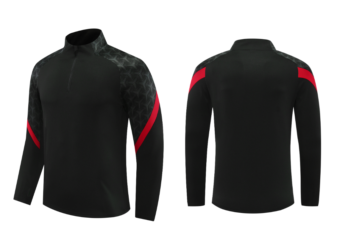 Custom Black & Red Quarter Zip Set - Sizes S to 3XL