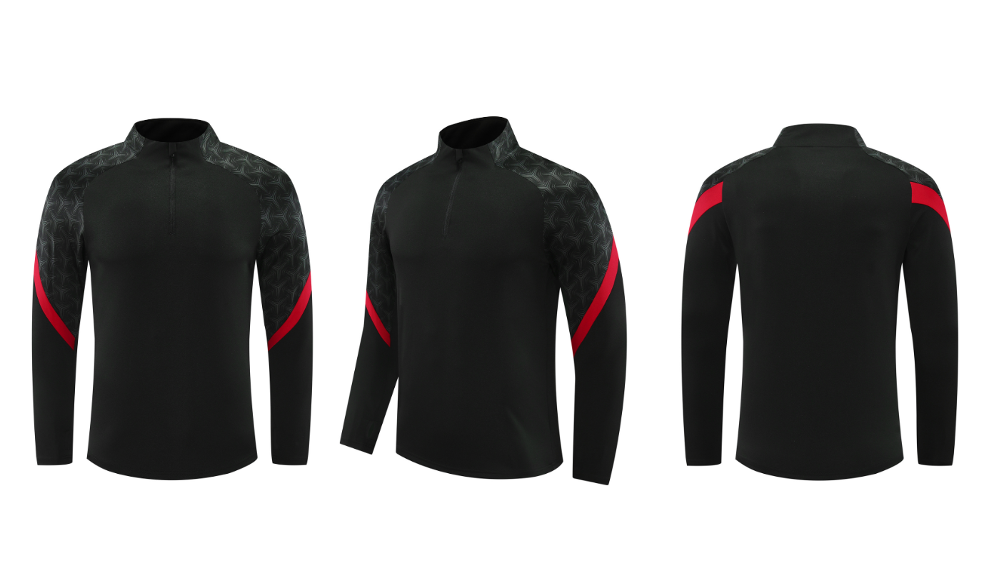 Custom Black & Red Quarter Zip Set - Sizes S to 3XL