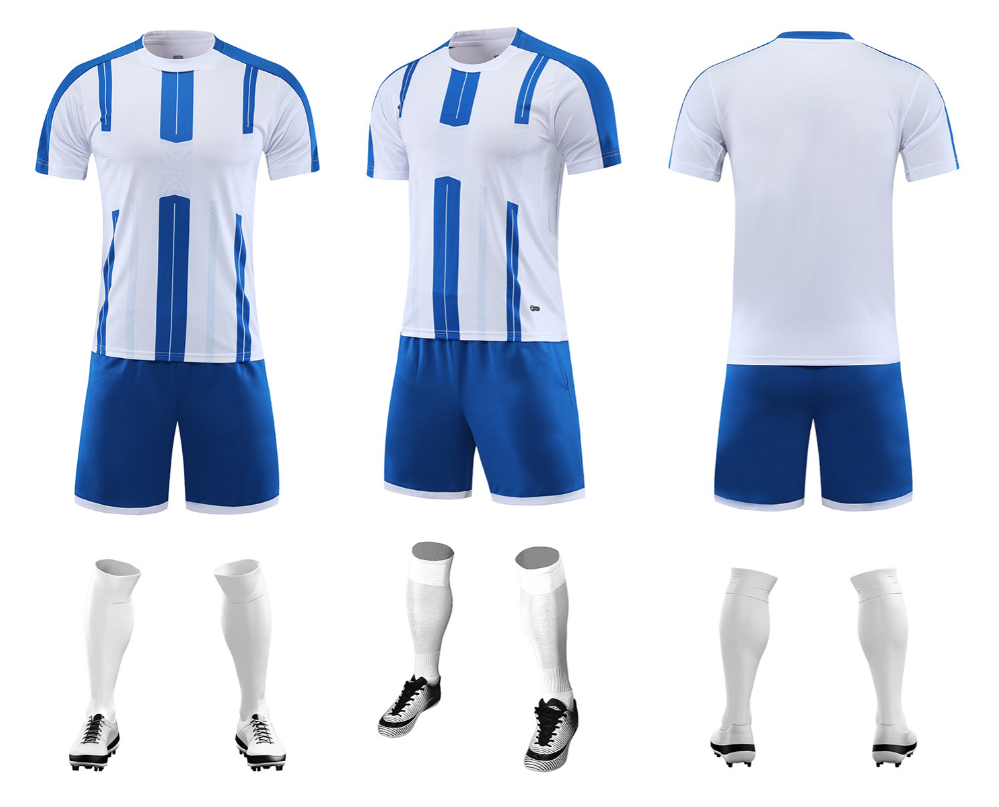 Custom White and Blue Football Uniform - Sizes S to 3XL