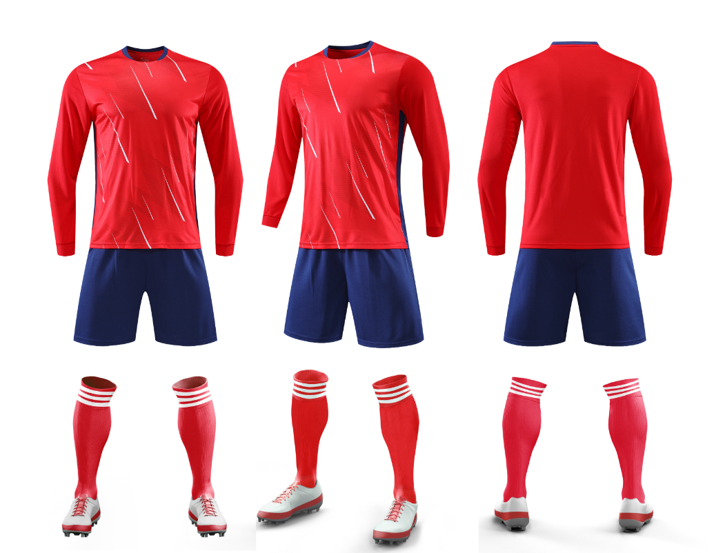 Custom Red and Navy Football Uniform - Long Sleeve - Sizes S to 3XL