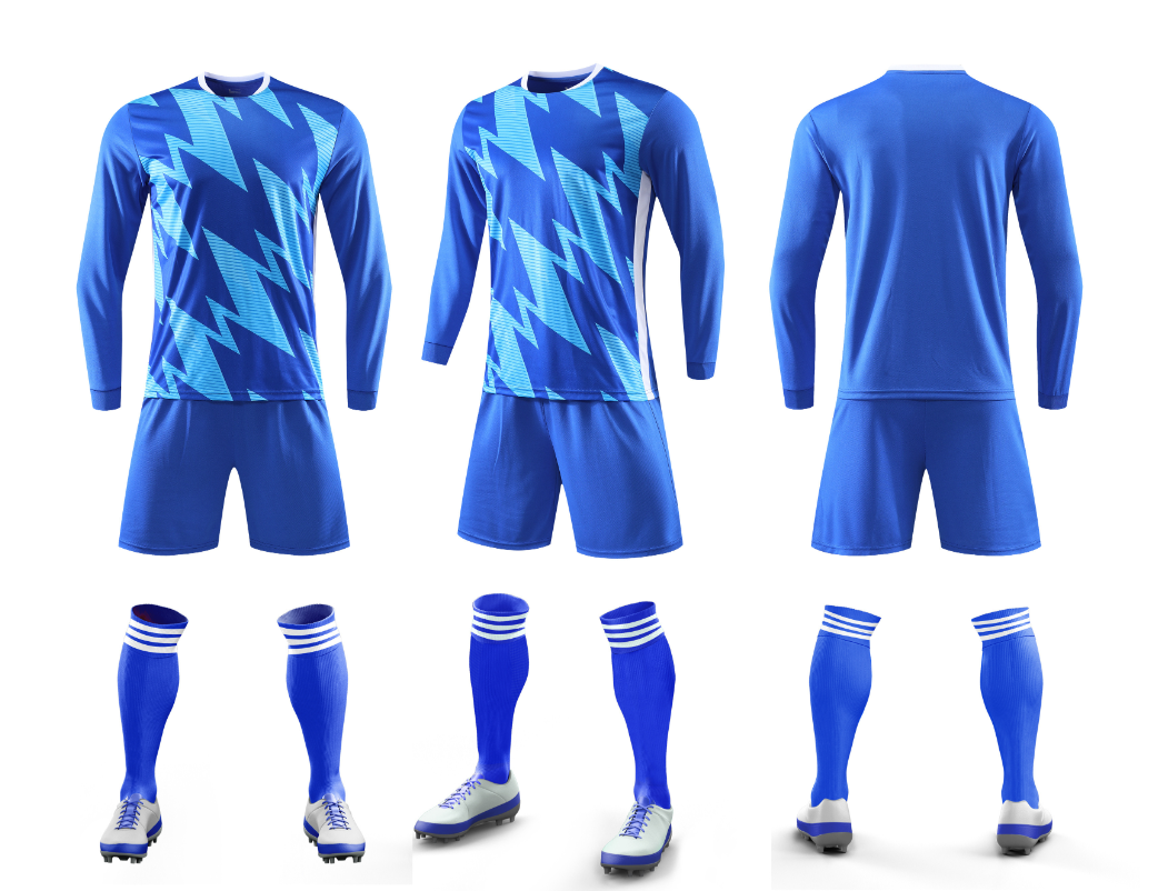 Custom Blue Football Uniform - Long Sleeve - Sizes S to 3XL