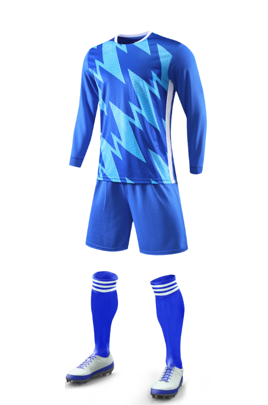 Custom Blue Football Uniform - Long Sleeve - Sizes S to 3XL