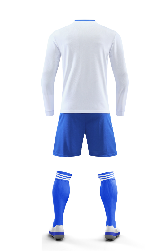 Custom White and Blue Football Uniform - Long Sleeve - Sizes S to 3XL